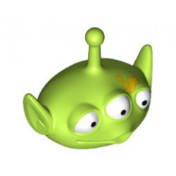 Minifigure, Head Modified Alien with Antenna and Three Eyes, Yellow Spill on Forehead Pattern: {ярко жълто-зелен}
