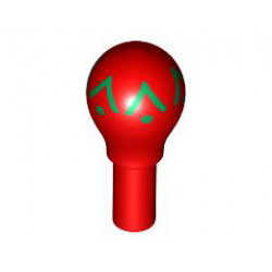 Minifigure, Utensil Maraca with Green Geometric Pattern - Narrow Print: {ярко червен}