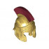 Minifigure, Headgear Helmet Spartan Warrior with Dark Red Crest Pattern: {златно мастило}