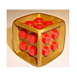 Die Cube with Rubber Frame and Red 2 x 2 Studs on All Sides: {топло златист}