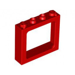 Window 1 x 4 x 3 Train - 2 Hollow Studs and 2 Solid Studs : {ярко червен}