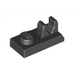 Плочка 1X2 с вертикален държач, изправен: {черен}