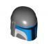 Minifigure, Headgear Helmet with Holes, SW Mandalorian with Blue and White Pattern: {тъмно каменно сив}