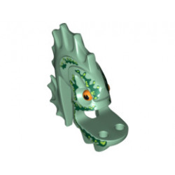Minifigure, Head Modified Barracuda Pattern: {пясъчно зелен}