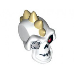 Minifigure, Head Modified Skull with Tan Spikes and Metal Eyepatch Pattern: {бял}