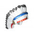 Minifigure, Headgear Headdress Indian with Colored Feathers, Gold Dots on Red and Black Hair on Back Pattern: {бял}