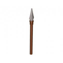 Minifigure, Weapon Pike / Spear Elaborate with Pearl Light Gray Tip: {червеникаво-кафяв}