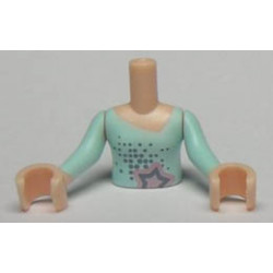Torso Mini Doll Friends Light Aqua Long Vest Top with Star Pattern, Light Nougat Arms with Hands with Light Aqua Sleeves: {светло нуга}