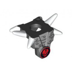 Minifigure, Armor Breastplate with Shoulder Spikes White and Ninjago Cracked Red Skull Pattern: {черен}