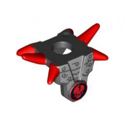 Minifigure, Armor Breastplate with Shoulder Spikes Red and Ninjago Cracked Red Skull Pattern: {черен}