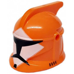 Minifigure, Headgear Helmet SW Clone Trooper with Holes, Bomb Squad Trooper Pattern: {ярко оранжев}