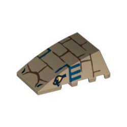 Wedge 4 x 4 No Studs with Bricks, Blue Lines and 2 Eyes Pattern (Cobra Head): {пясъчно жълт}
