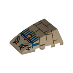 Wedge 4 x 4 No Studs with Bricks, Blue Lines, 4 Eyes and Cobra Pattern (Scorpion Head): {пясъчно жълт}
