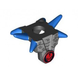 Minifigure, Armor Breastplate with Shoulder Spikes Blue and Ninjago Cracked Red Skull Pattern: {черен}