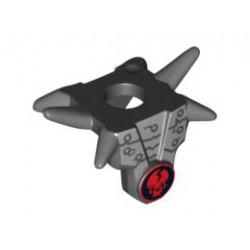 Minifigure, Armor Breastplate with Shoulder Spikes Gray and Ninjago Cracked Red Skull Pattern: {черен}