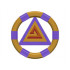 Ring with Center Triangle with Gold Bands and Triangle Pattern (Atlantis Treasure Key): {прозрачно ярко синьо-виолетов}