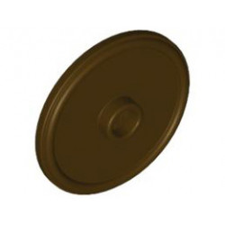 Minifigure, Shield Round with Stud and Ring Around Edge: {тъмно кафяв}