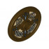 Minifigure, Shield Round with Stud and Ring Around Edge with Dragon Heads and Knots Pattern: {тъмно кафяв}