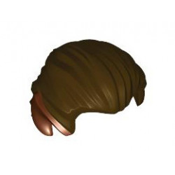 Minifigure, Hair Swept Back with Pointed Reddish Brown Ears Pattern: {тъмно кафяв}