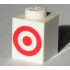 Brick 1 x 1 with Red Target Logo Pattern: {бял}