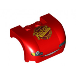 Vehicle, Mudguard 3 x 4 x 1 2/3 Curved with Front with Headlights, Grille and 'Rust-eze' Pattern: {ярко червен}