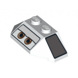 Wedge 2 x 4 Triple with Eyes and Dark Bluish Gray Panels Pattern (Shu Todoroki): {бял}