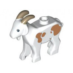 Goat with Dark Tan Horns and Medium Nougat Spots Pattern: {бял}