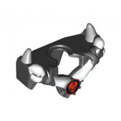 Minifigure, Armor Breastplate with Shoulder Spikes Gray Up and Ninjago Cracked Red Skull Pattern: {черен}
