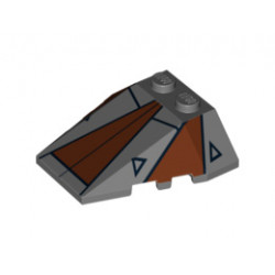 Wedge 4 x 4 Triple with Stud Notches with Sith Nightspeeder Pattern 1: {тъмно каменно сив}