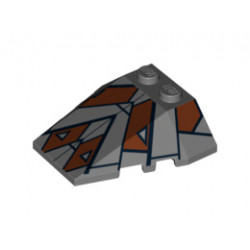 Wedge 4 x 4 Triple with Stud Notches with Sith Nightspeeder Pattern 2: {тъмно каменно сив}