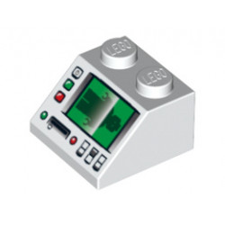 Slope 45 2 x 2 with Control Panel and Screen with Minifigure Scan Pattern: {бял}