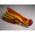 Dragon Head (Ninjago) Upper Jaw with Dark Red Sections, White Teeth and Red Stripes Pattern: {огнено жълто-оранжев}
