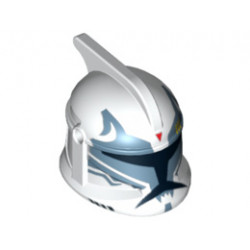 Minifigure, Headgear Helmet SW Clone Trooper with Holes, Clone Commander Wolffe Pattern: {бял}