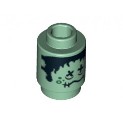 Brick, Round 1 x 1 Open Stud with HP Shrunken Head Pattern: {пясъчно зелен}