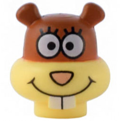 Minifigure, Head Modified Sandy Cheeks Pattern (Rust Top Portion) : {светло жълт}