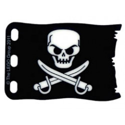 Plastic Flag 8 x 5 with White Skull and Crossed Cutlasses Pattern: {черен}