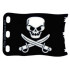 Plastic Flag 8 x 5 with White Skull and Crossed Cutlasses Pattern: {черен}