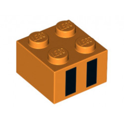 Brick 2 x 2 with Two Black Rectangles Pattern: {ярко оранжев}