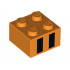 Brick 2 x 2 with Two Black Rectangles Pattern: {ярко оранжев}