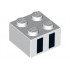 Brick 2 x 2 with Two Black Rectangles Pattern: {бял}