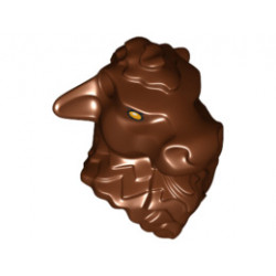 Minifigure, Head Modified Minotaur with Gold Eyes and Pin Holes Pattern: {червеникаво-кафяв}