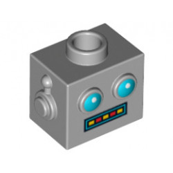 Minifigure, Head Modified Robot Male Pattern: {умерено каменно сив}