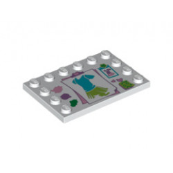Tile, Modified 4 x 6 with Studs on Edges with Clothes Design and Swatches Pattern: {бял}