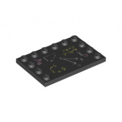 Tile, Modified 4 x 6 with Studs on Edges with Blackboard Pattern: {черен}