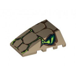 Wedge 4 x 4 No Studs with Scales and 2 Lime Eyes Pattern: {пясъчно жълт}