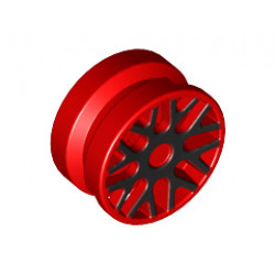 Wheel 11mm D. x 6mm with 8 'Y' Spokes with Black Outline Pattern: {ярко червен}