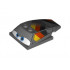 Wedge 6 x 4 x 1 1/3 with 4 x 4 Base with Blue Eyes, Windows and Black, Red and Yellow Pattern: {тъмно каменно сив}