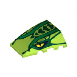 Wedge 4 x 4 No Studs with Scales and 2 Yellow Eyes Pattern: {ярко жълто-зелен}