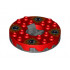 Turntable 6 x 6 Round Base Serrated with Red Top and Red, White, Yellow and Black Fangpyre Pattern (Ninjago Spinner): {титаниево метален}