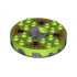 Turntable 6 x 6 Round Base Serrated with Lime Top and Red, White and Black Fangpyre Pattern (Ninjago Spinner): {титаниево метален}
